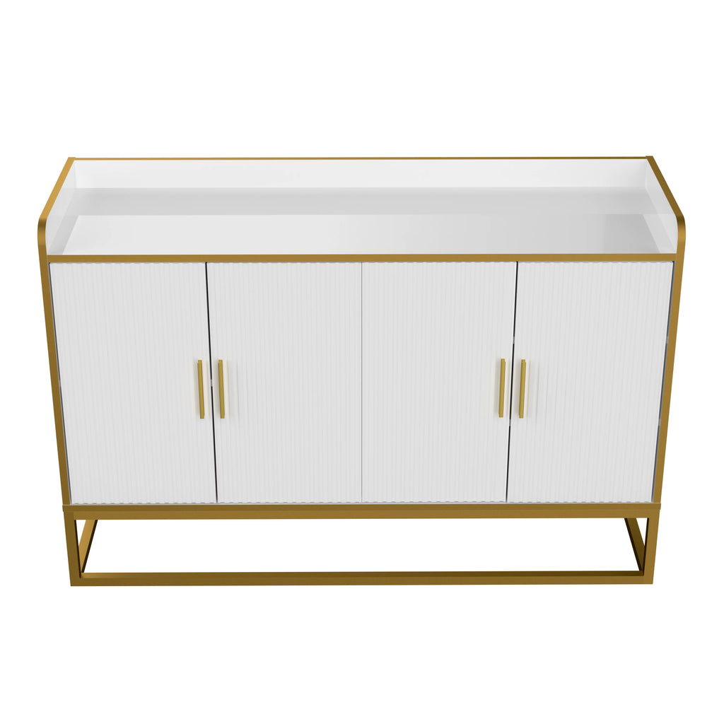 White Gloss Storage Cabinet with Metal Legs E5849