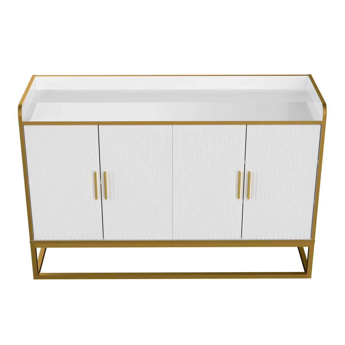 White Gloss Storage Cabinet with Metal Legs E5849