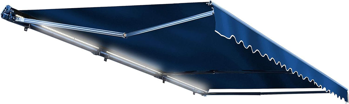 Retractable 16x10 Feet Motorized LED Patio Awning, 100% Polyester Canopy, Green U723449