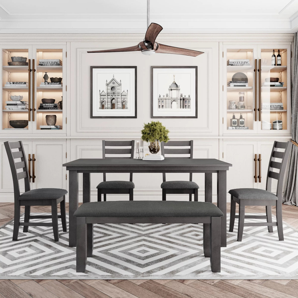 Rustic Wood Dining Set Set Of 6 Gray C63328