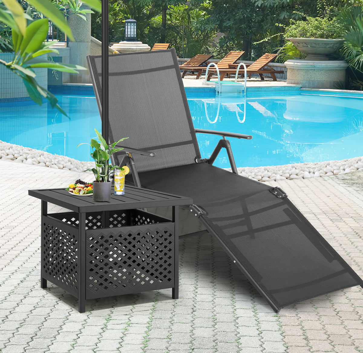 Outdoor Metal Bistro Table with Umbrella Hole N207869