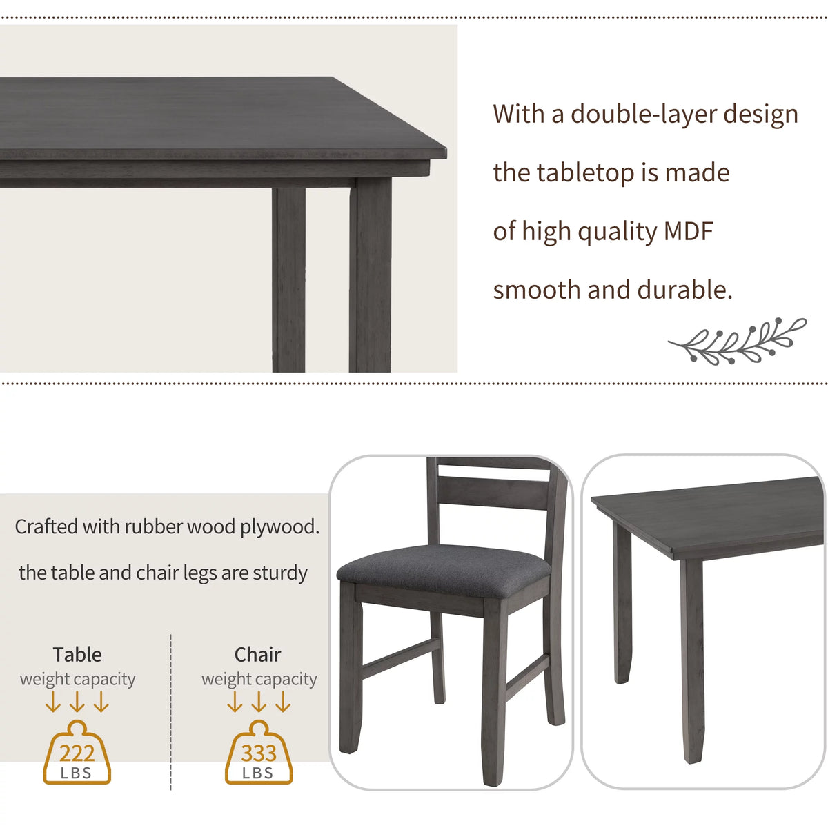 Rustic Wood Dining Set Set Of 6 Gray C63328
