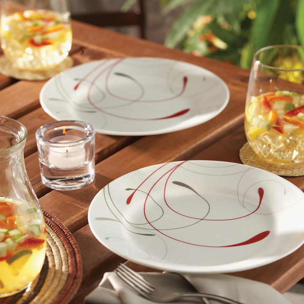 White and Red 12-Piece Dinnerware Set N8706