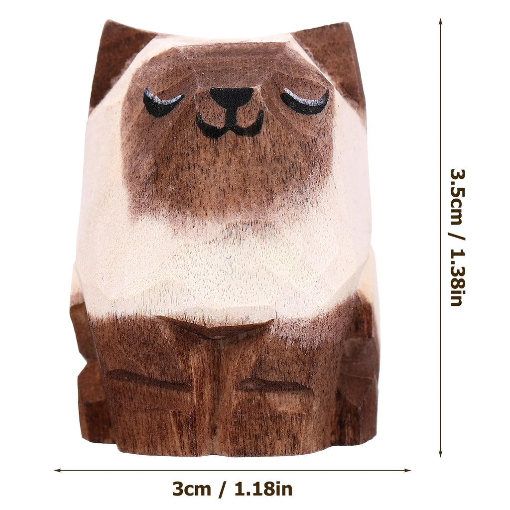 Desktop Wooden Cat Ornament B7452