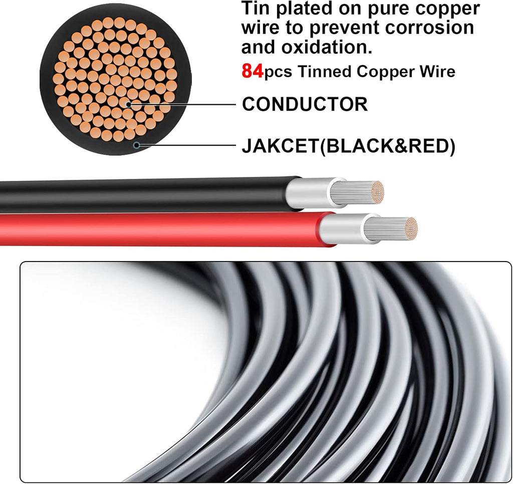 30Ft 10AWG Solar Panel Extension Cable with Female and Male Connector I118