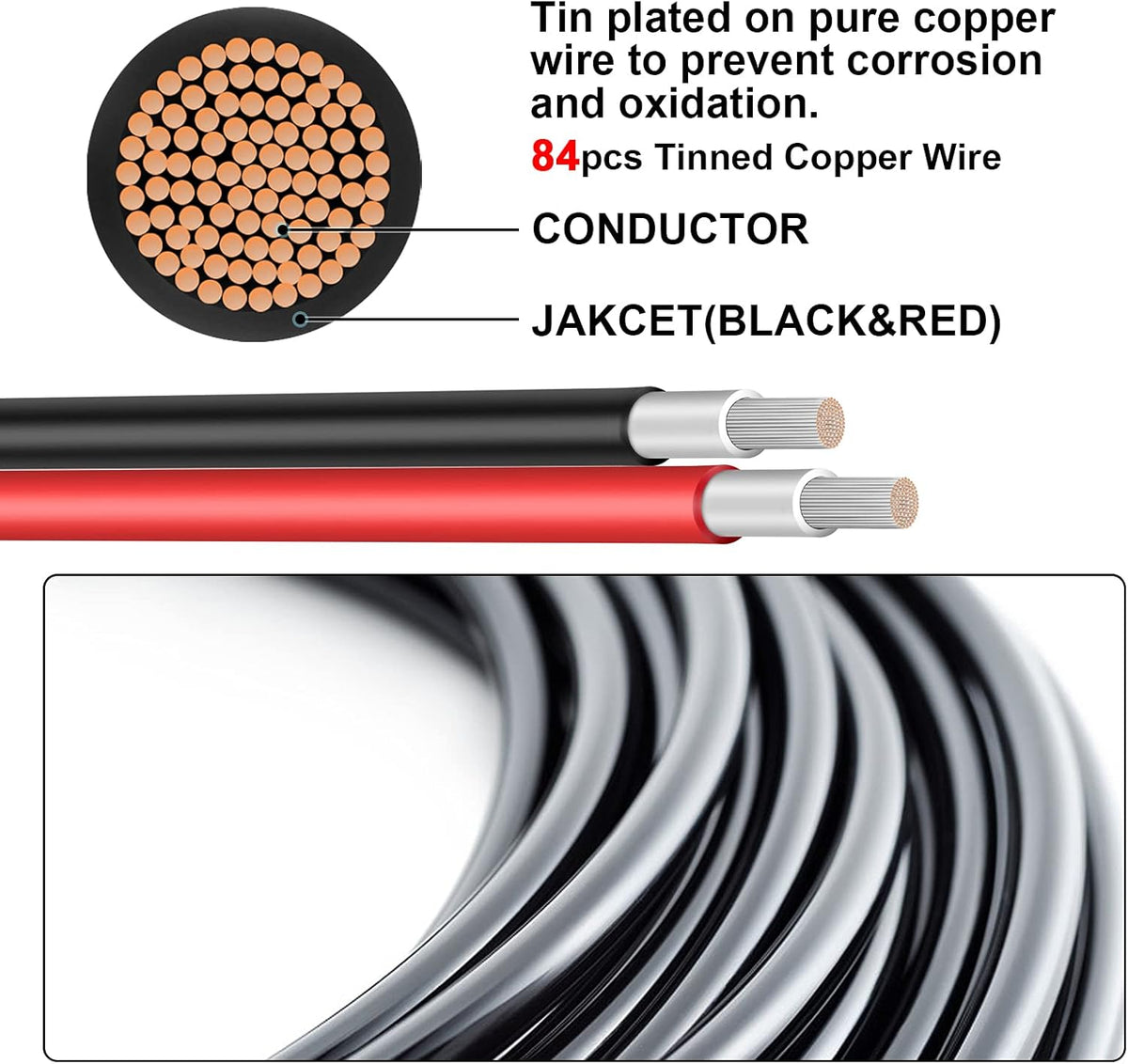 30Ft 10AWG Solar Panel Extension Cable with Female and Male Connector I118