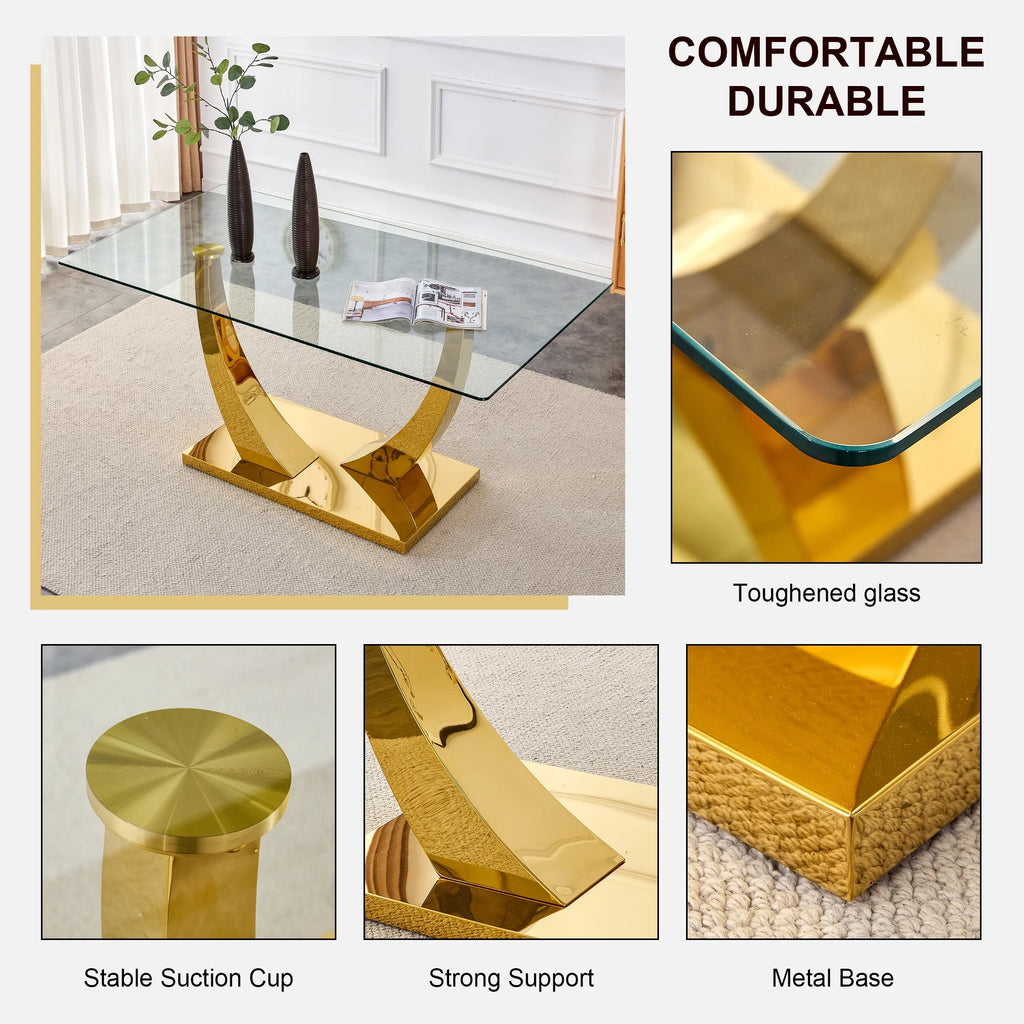 Glass Dining Table with Metal Legs J912