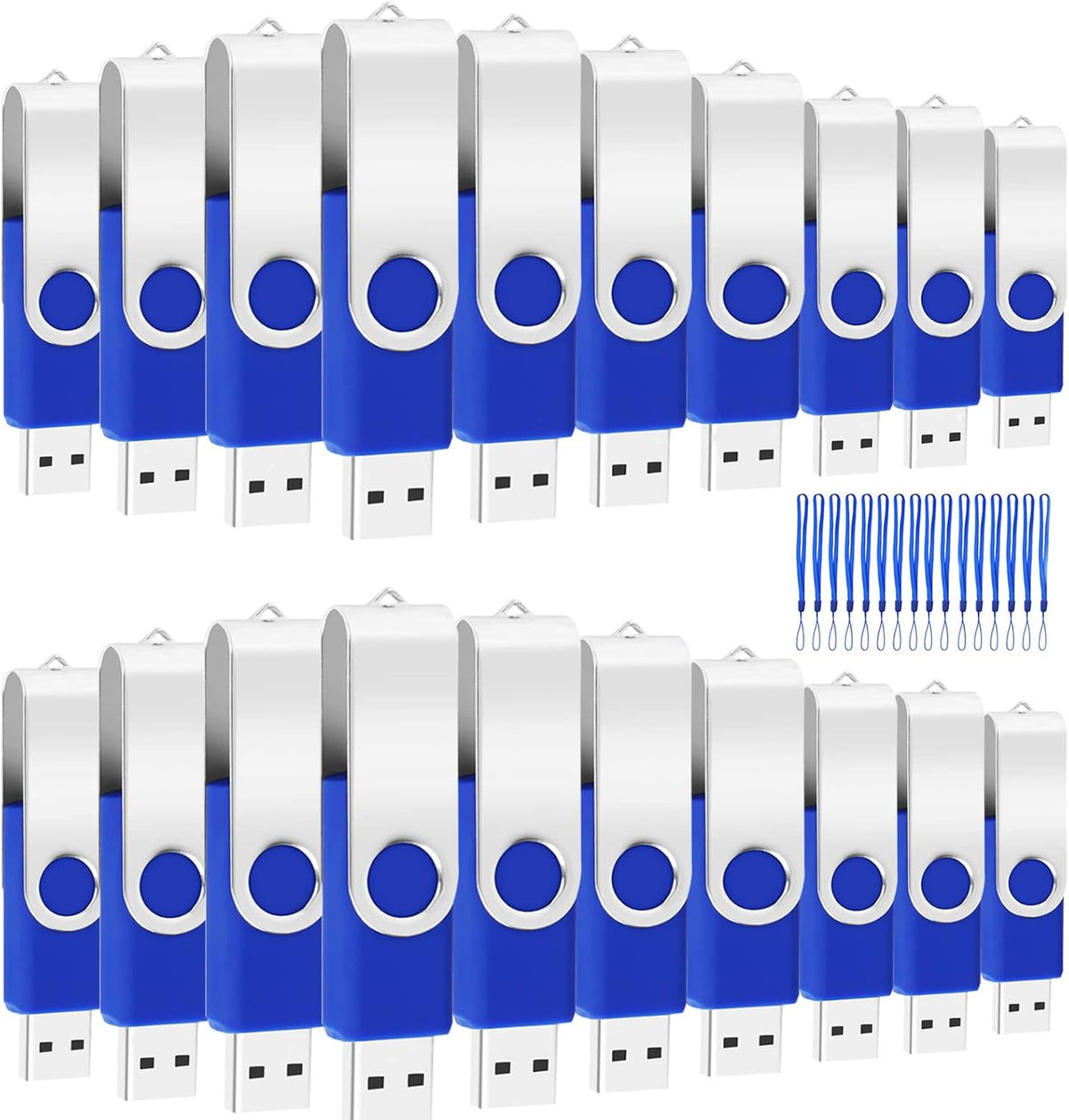 50 Pack USB 2.0 Metal Swivel Flash Drives with LED Indicator L611829