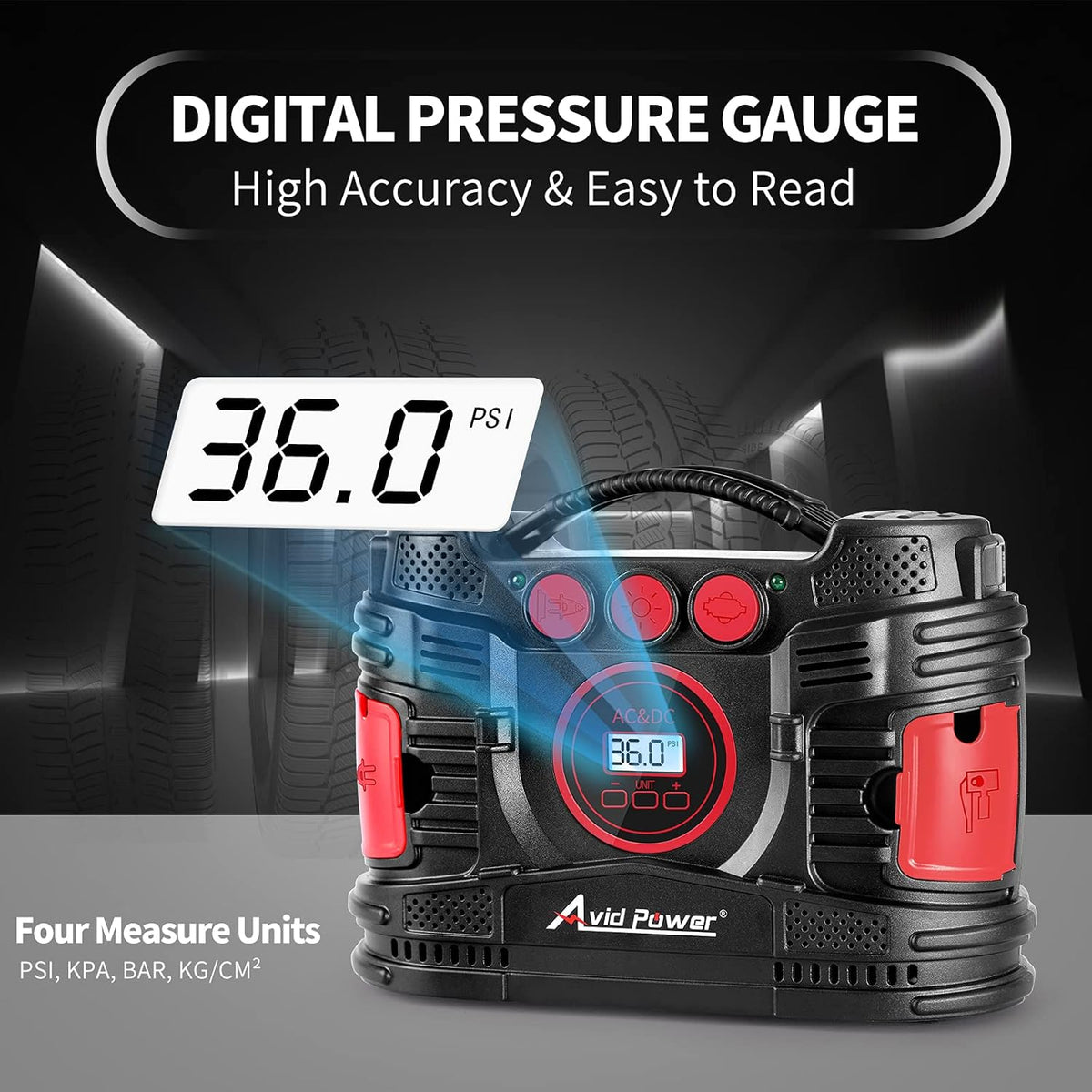 Portable Tire Inflator Air Compressor with Digital Pressure Gauge K568