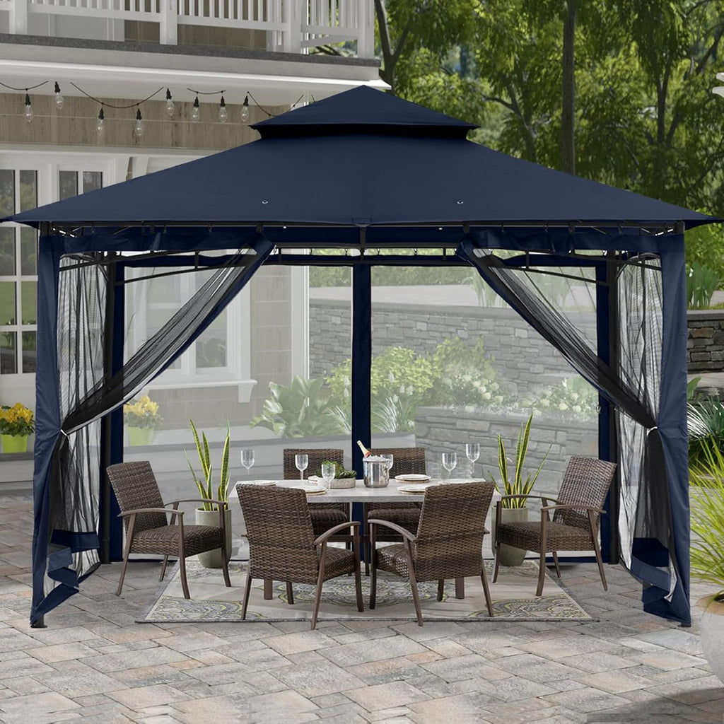 10x10 Gazebo with Netting, Khaki S502