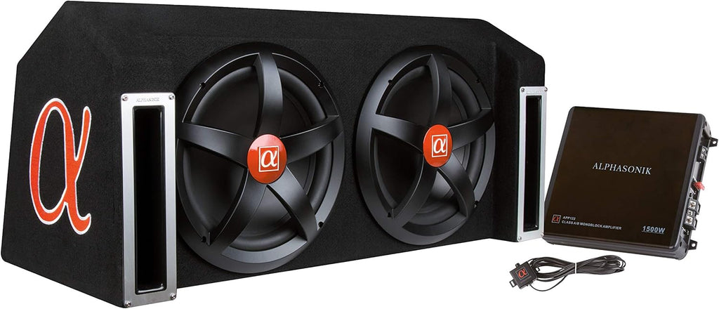 Dual 12 Subwoofers Car Bass Package with Amplifier and Installation Kit, Black M647