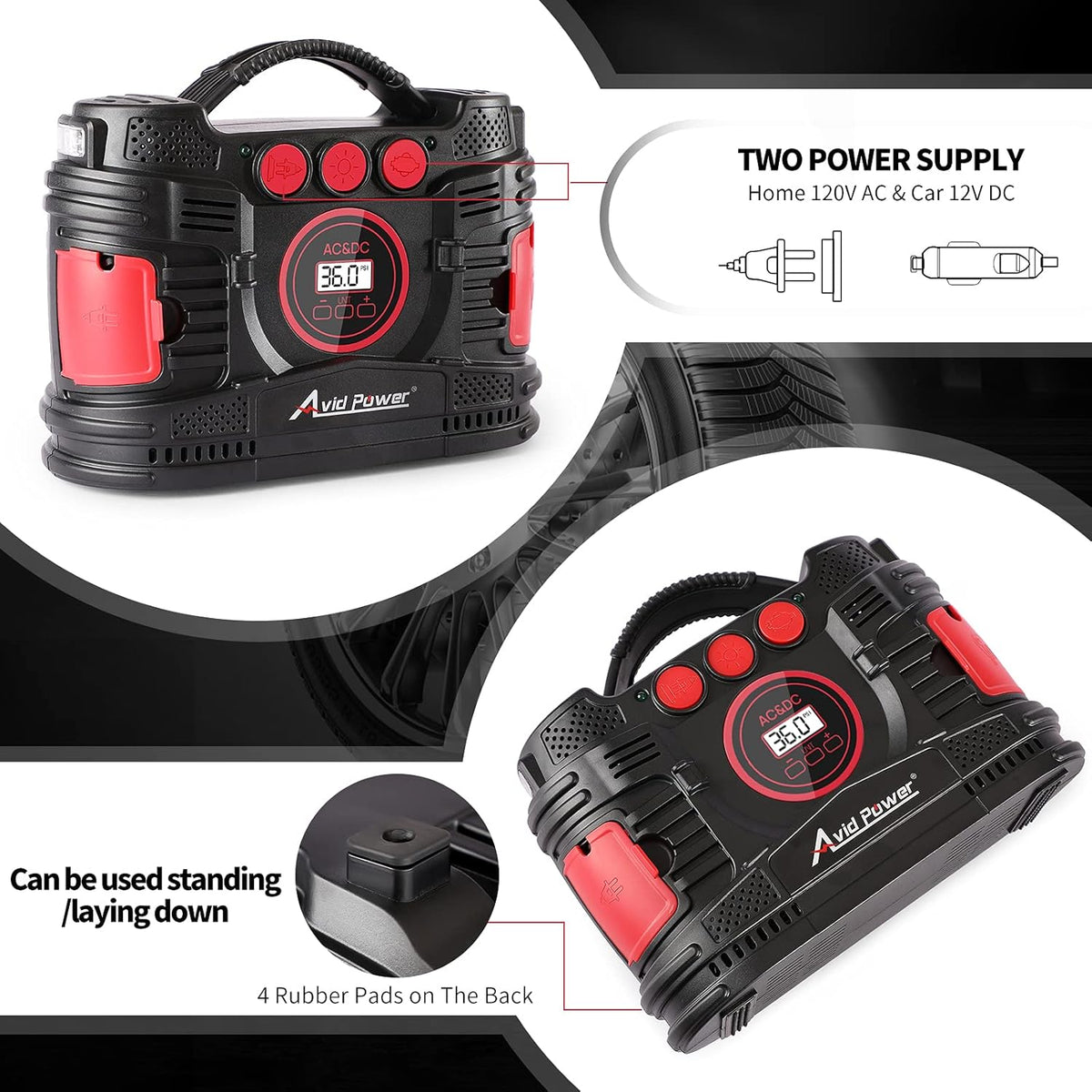 Portable Tire Inflator Air Compressor with Digital Pressure Gauge K568