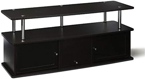 Gray Black Stainless Steel TV Stand with 3 Storage Cabinets E730