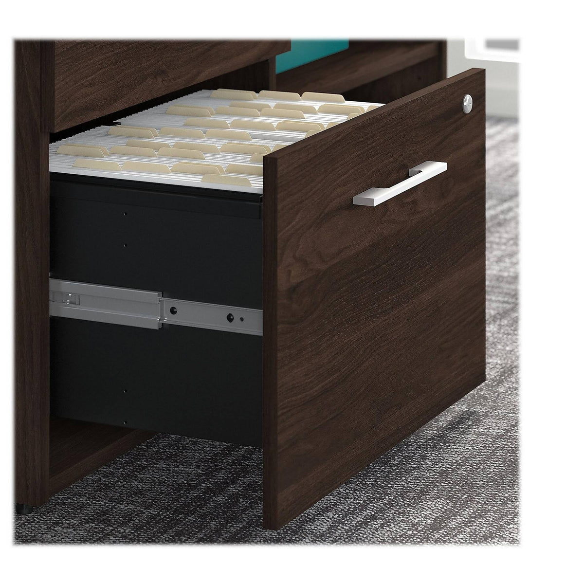 Black Walnut Low Storage Cabinet with Drawers and Shelves D586701