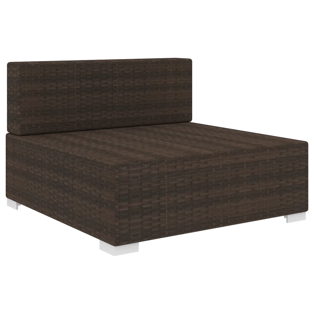 Brown Poly Rattan Sectional Middle Seat with Cushions M39189