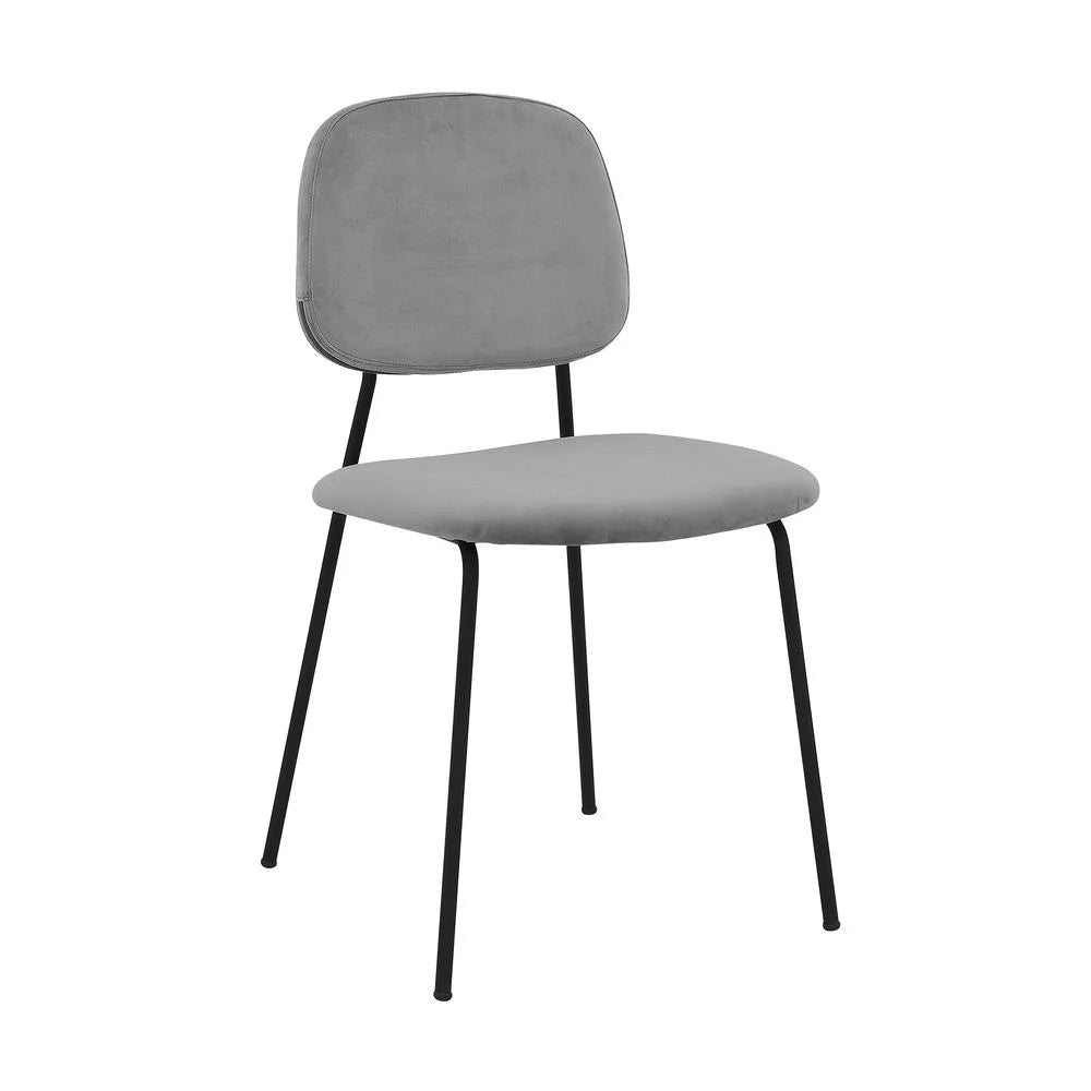 Gray Velvet Metal Dining Chair Set of 2 Y858