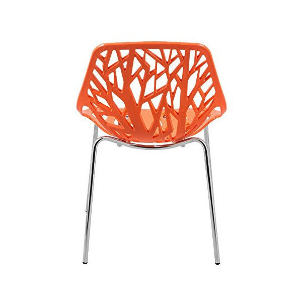 Orange Set of 2 Dining Chair with Chromed Legs Z21395
