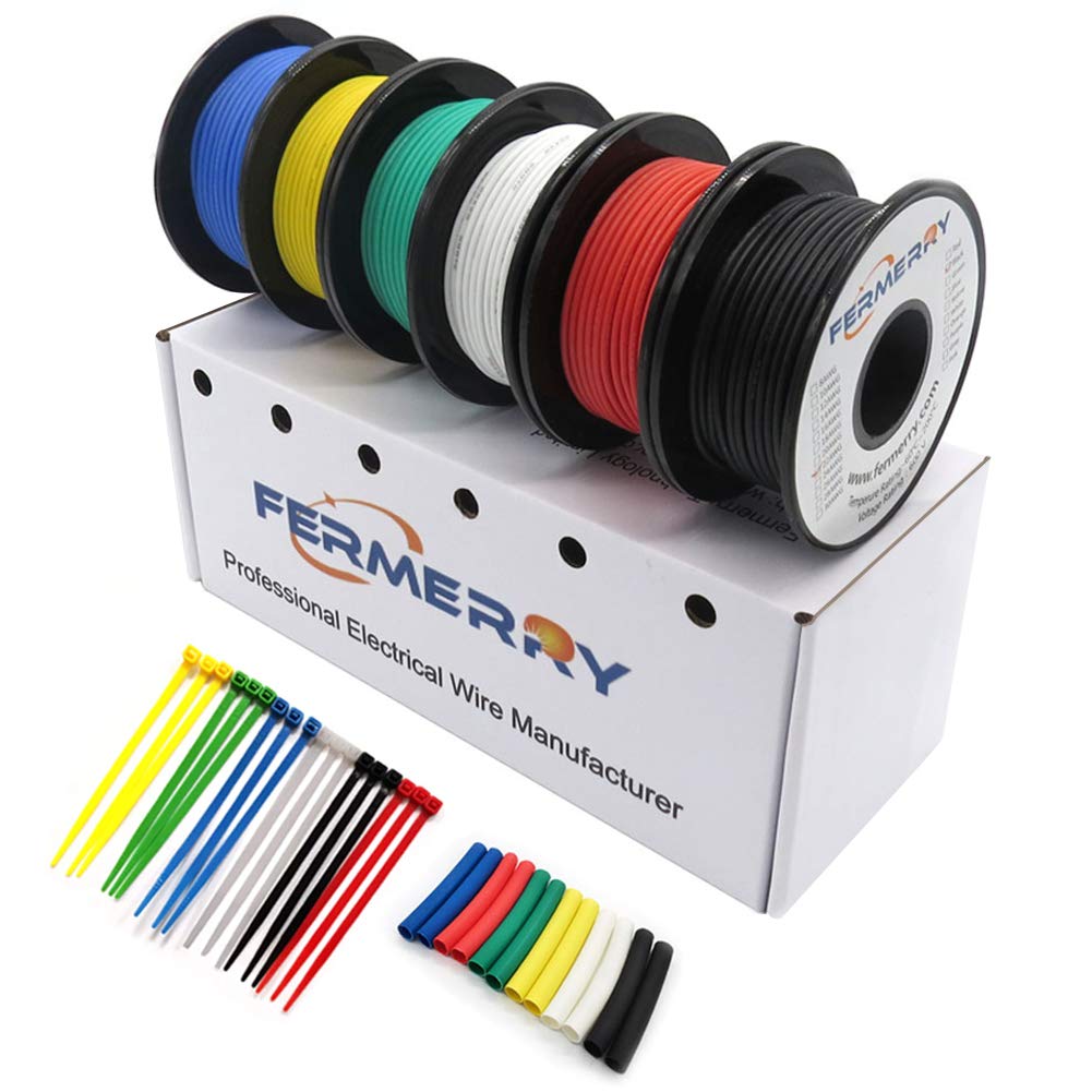 16 Gauge Silicone Stranded Wire Tinned Copper 6 Colors 50ft Each 16AWG Pack of 2 M6003