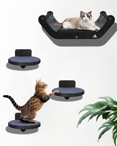 Wooden Cat Wall Shelves with 3 Steps U2439