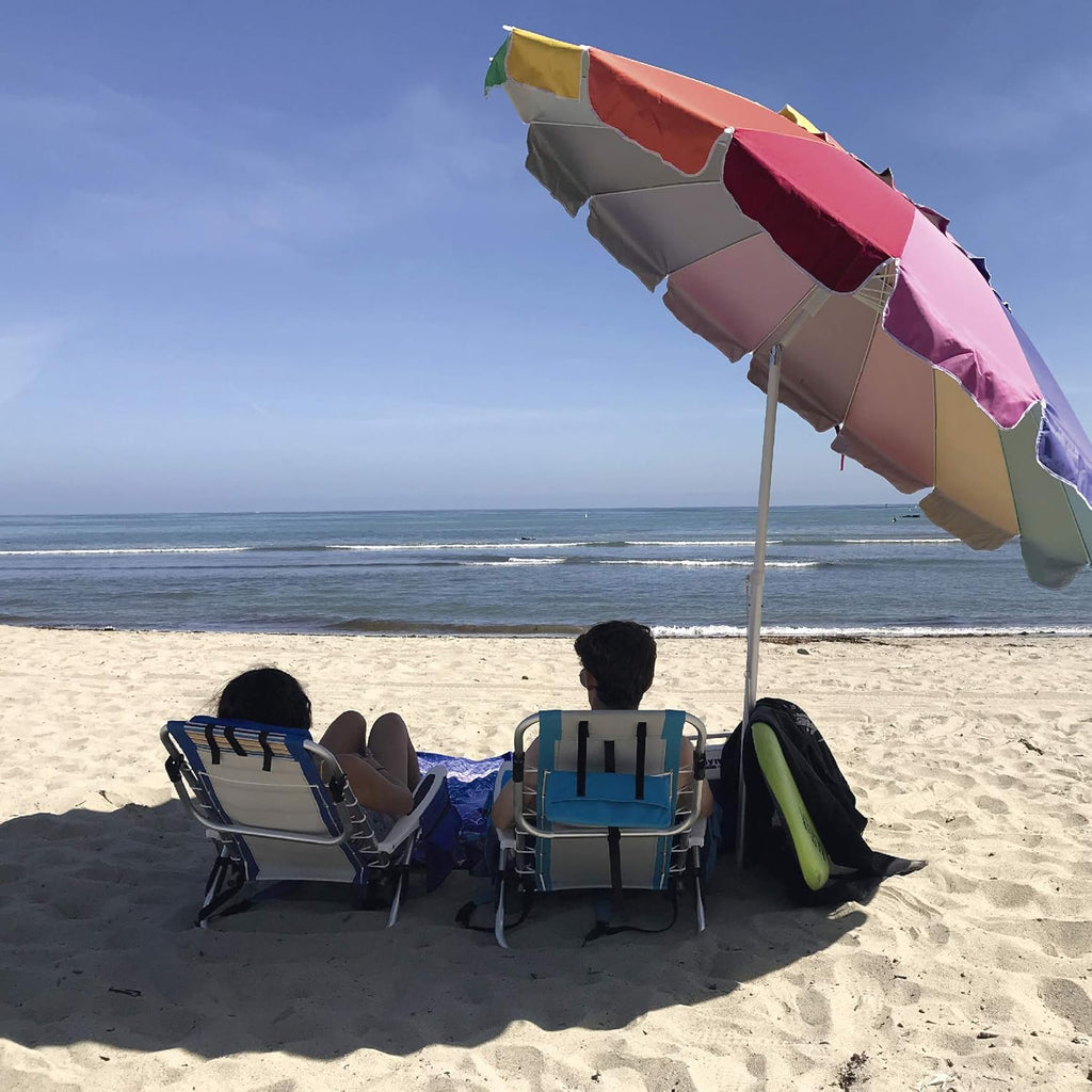 8 Foot Heavy Duty High Wind Beach Umbrella with Sand Anchor & Carrying Bag U968