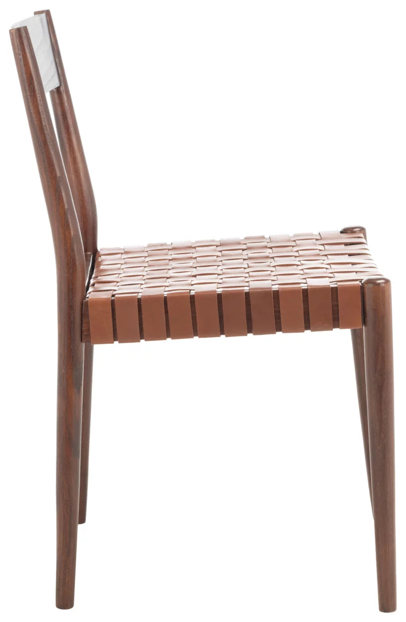 Cognac Brown Leather Dining Chair Set of 2 U3064