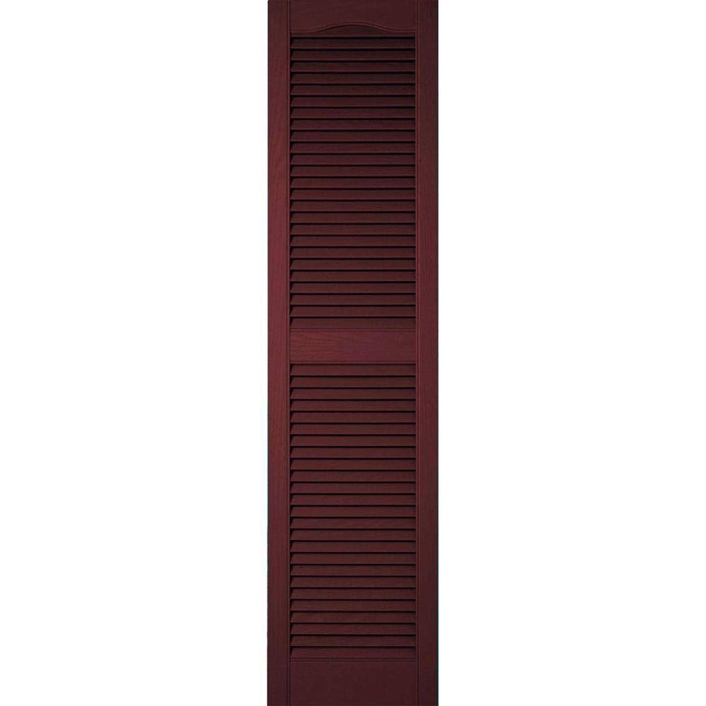 Lifetime Vinyl Cathedral Top Center Mullion with Open Louver Shutters 14 1/2x22W x 60x22H C7280