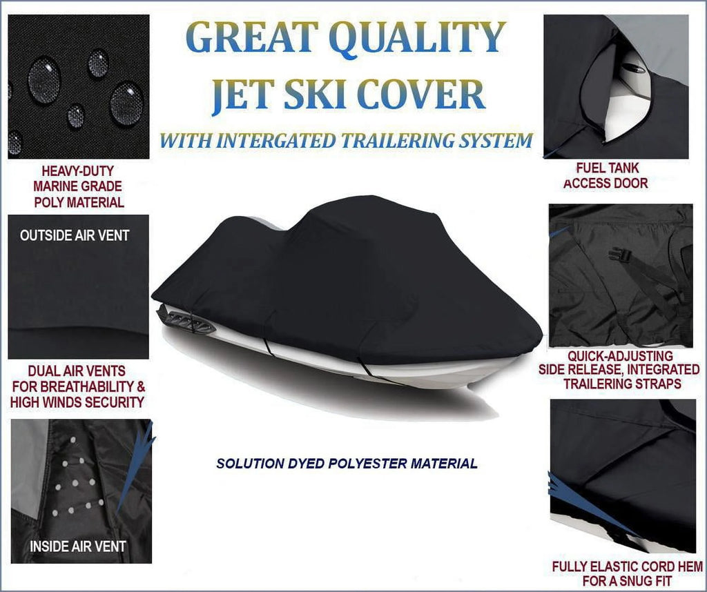 Black Jet Ski Cover for 1-2 Seater PWC Watercraft Boat Cover Q144472