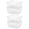White Set of 2 Metal Wire Freezer Organizer Bins O136