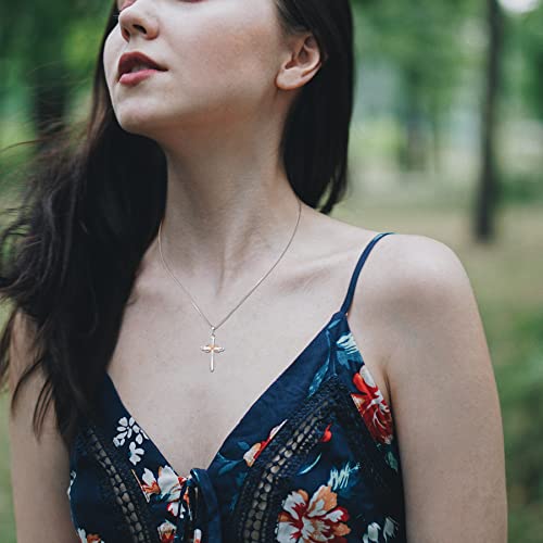 925 Sterling Silver Polished Cross Pendant Necklace Z15626