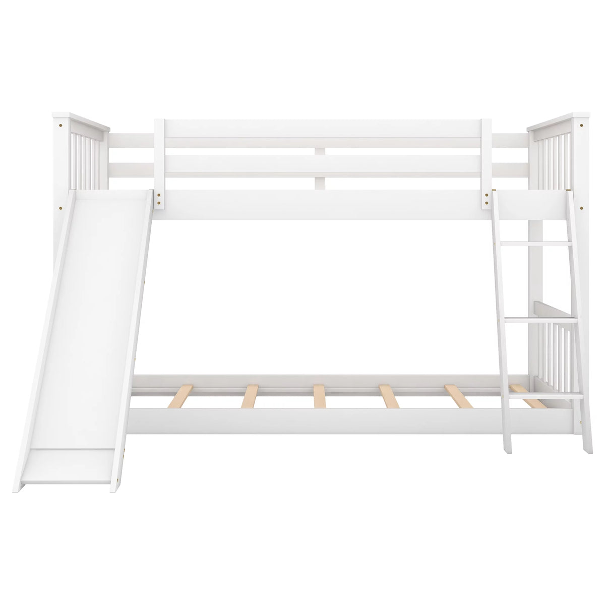 Twin over Twin Solid Wood Bunk Bed with Slide and Ladder V844613
