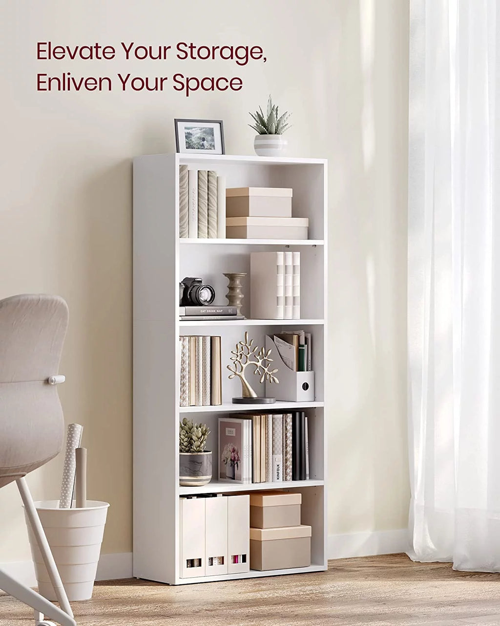 5-Tier Open Bookcase White Q460