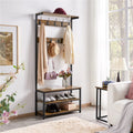 Rustic Brown 3-in-1 Industrial Hall Tree with Shoe Storage & Hooks G610643