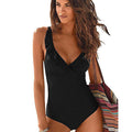 Black Retro One Piece Tummy Control Swimwear Z256