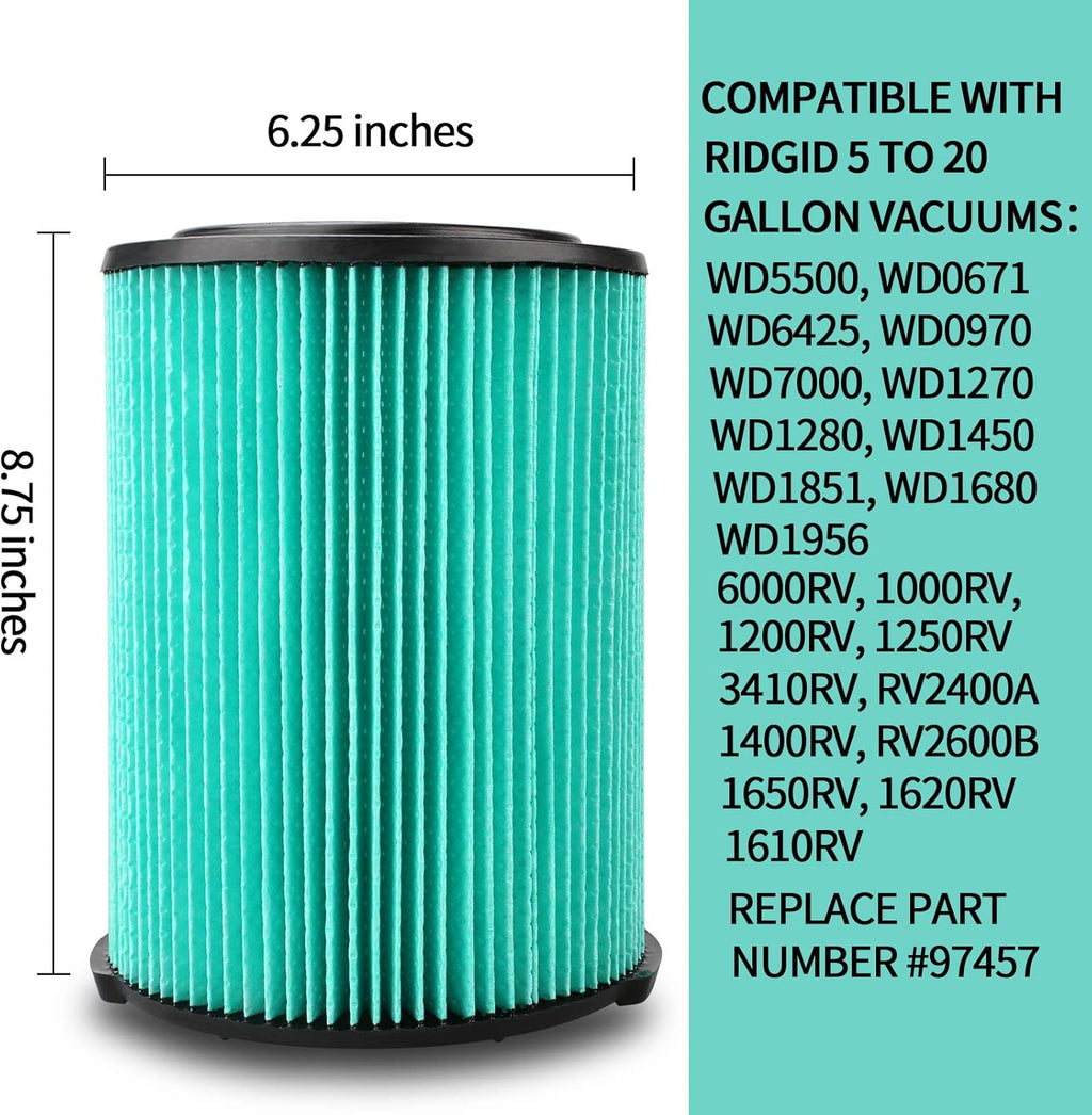 5-Layer Filter for Wet Dry Vac (2 Filters 4 Bags) W189