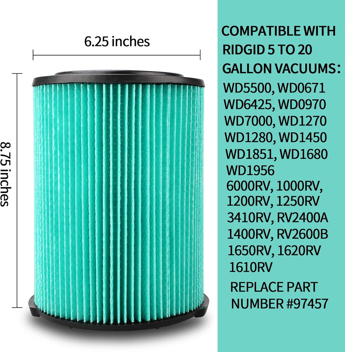 5-Layer Filter for Wet Dry Vac (2 Filters 4 Bags) W189