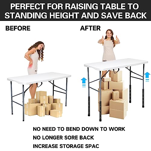 (4-Pack) Steel Folding Table Leg Extenders, Adjustable 3.6in/5.2in H98293