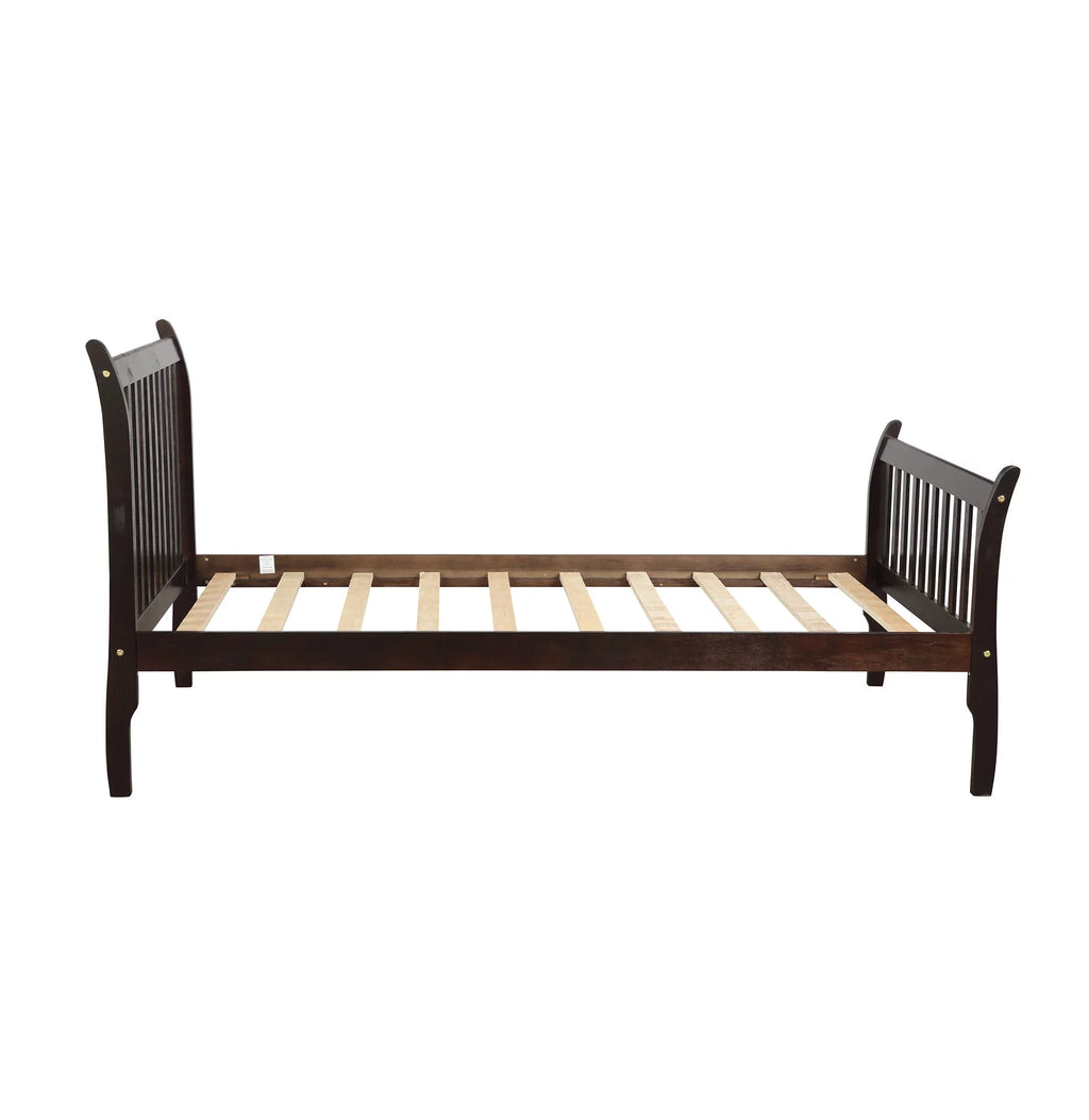 Twin Size Espresso Wood Platform Bed Frame with Headboard Q59272