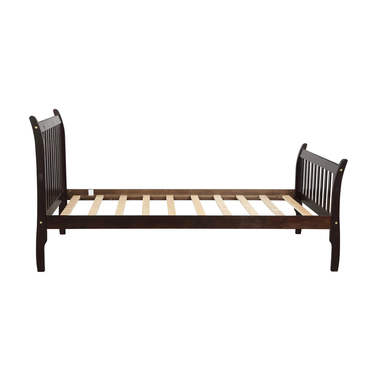 Twin Size Espresso Wood Platform Bed Frame with Headboard Q59272