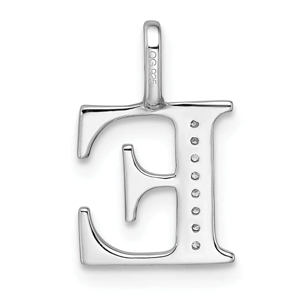 14K White Gold Diamond Letter E Initial Pendant H96503
