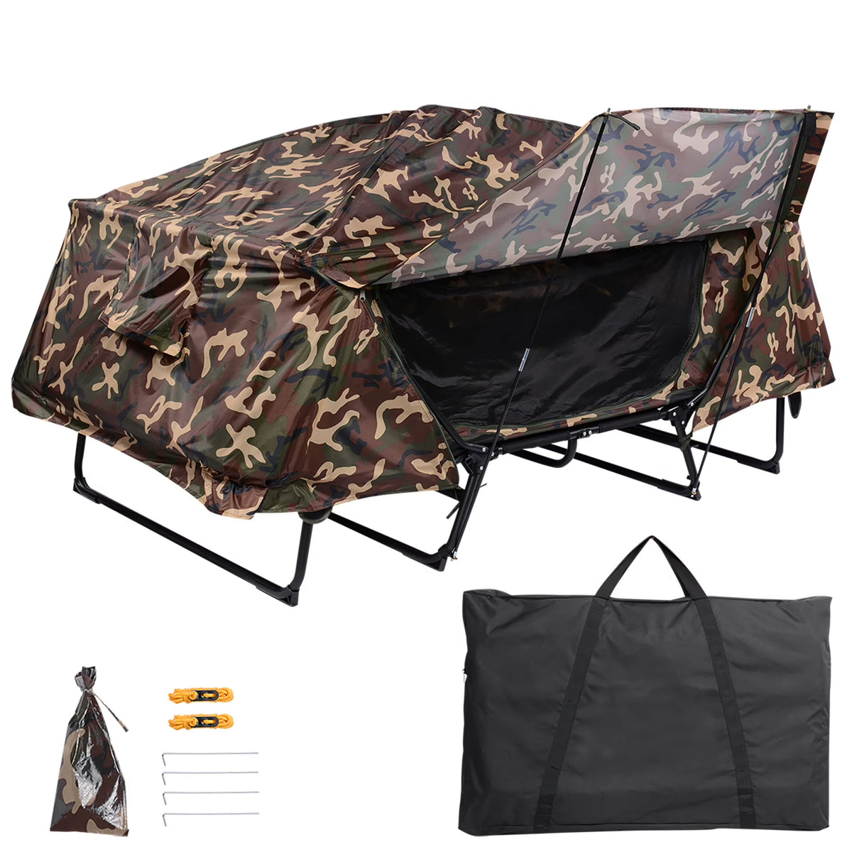Camouflage Double Tent Cot with Rain Fly Bag L67288