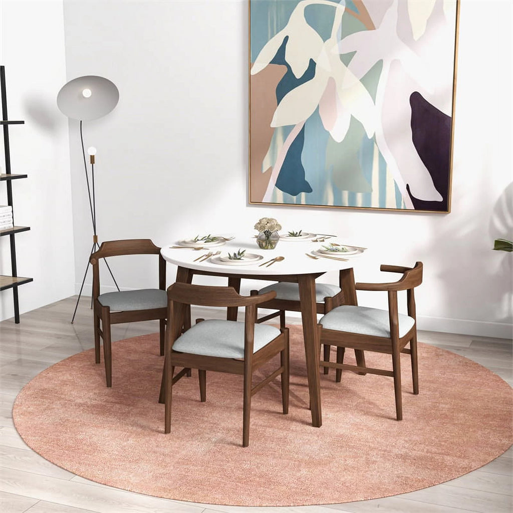 White Solid Wood Dining Table and Chairs for 4 U598799