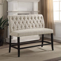 Ivory Button Tufted Chenille Counter Height 2-Seater Bench Y5758