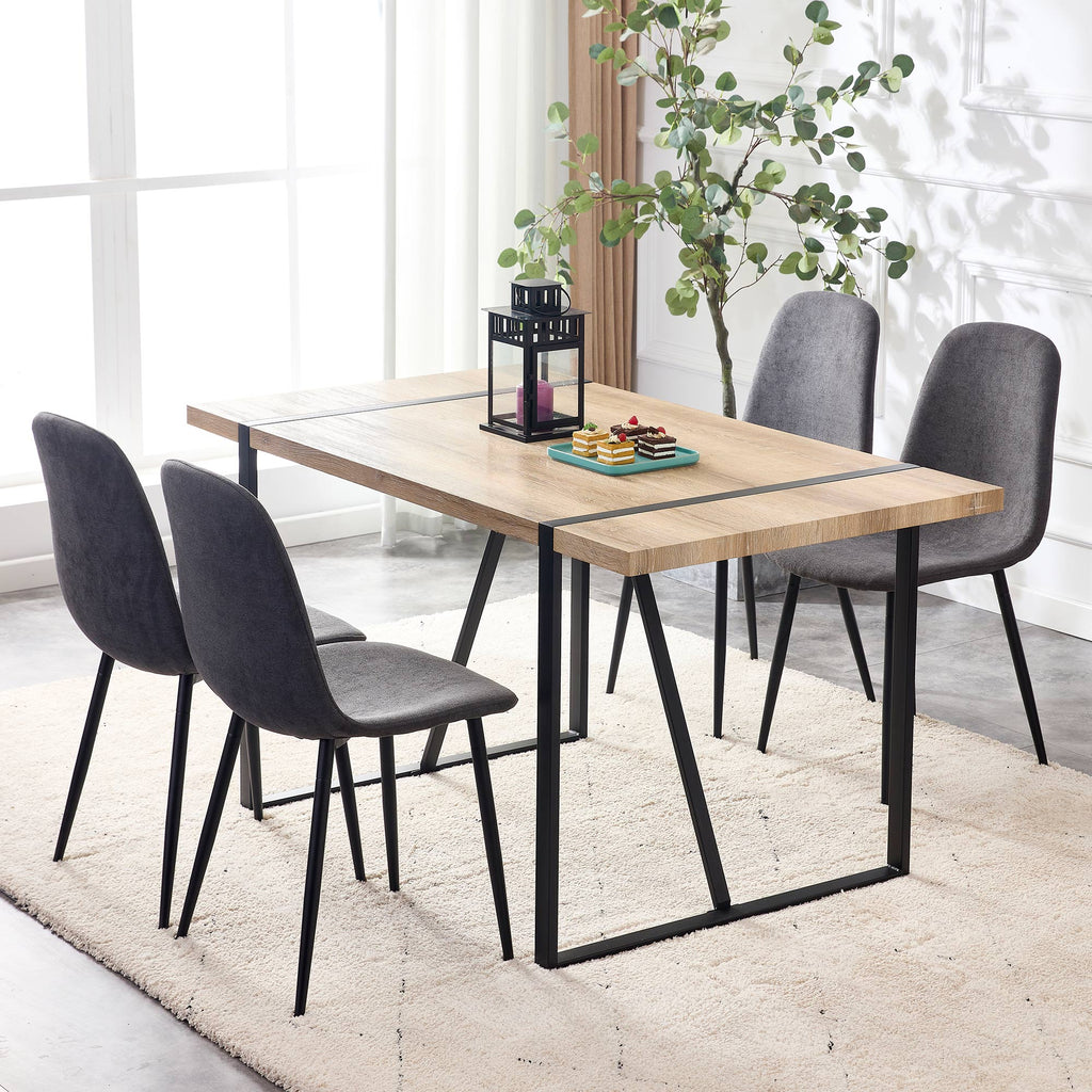Dining Chairs Set of 4 Upholstered Side Chairs with Suede Fabric Cushion Seat and Metal Legs, Dark Gray Q1578