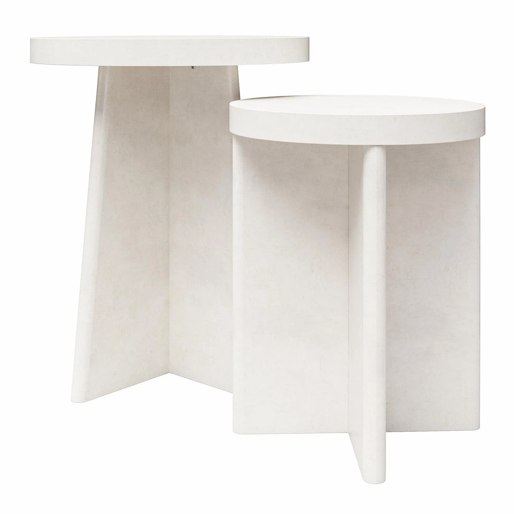 Round End Tables, Set of 2, Plaster Y514