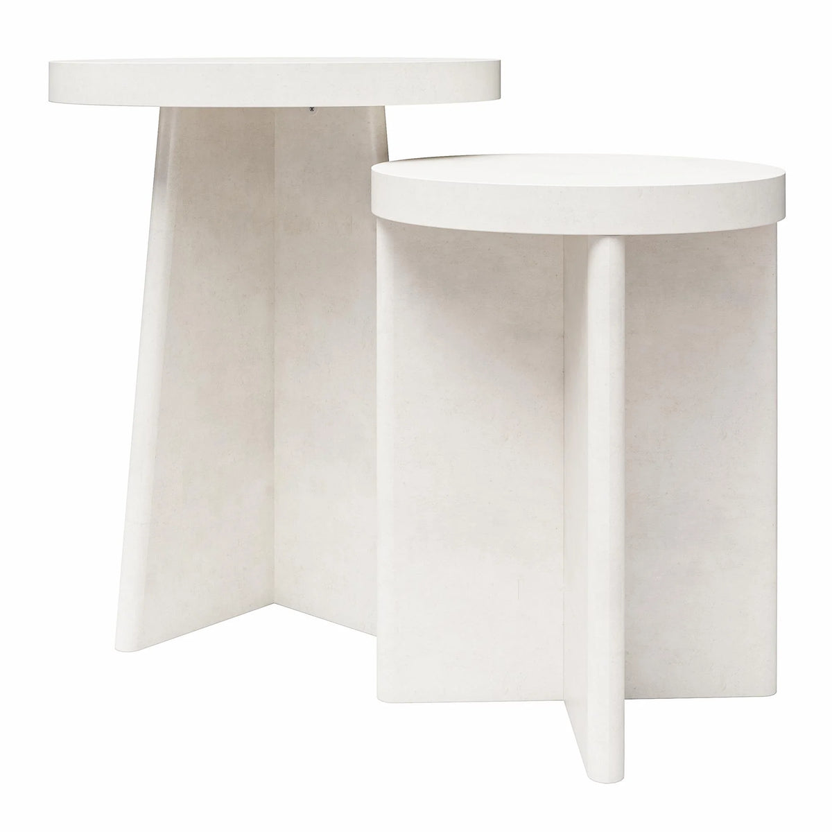 Round End Tables, Set of 2, Plaster Y514