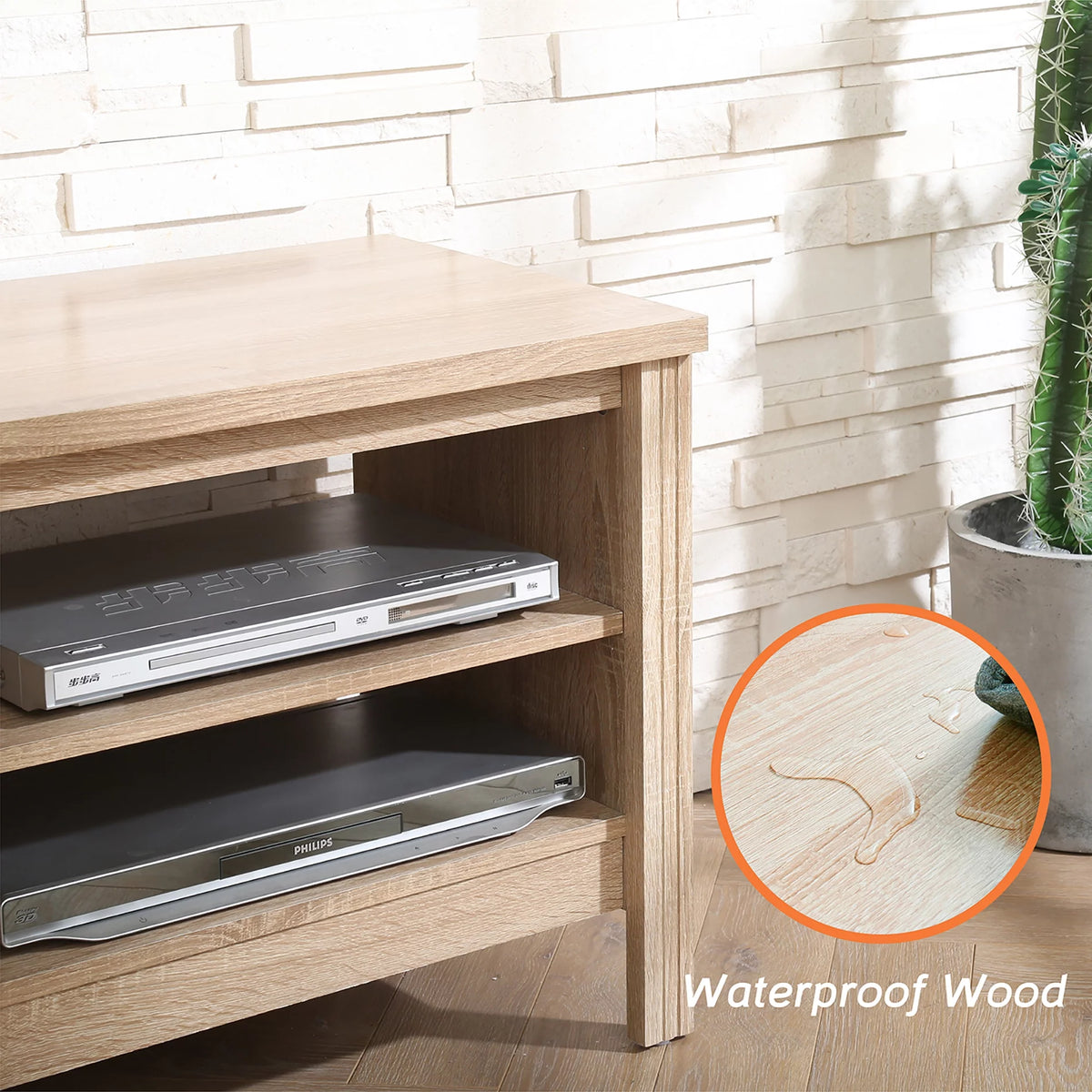 Oak Wood TV Stand for 75 Inch W3269