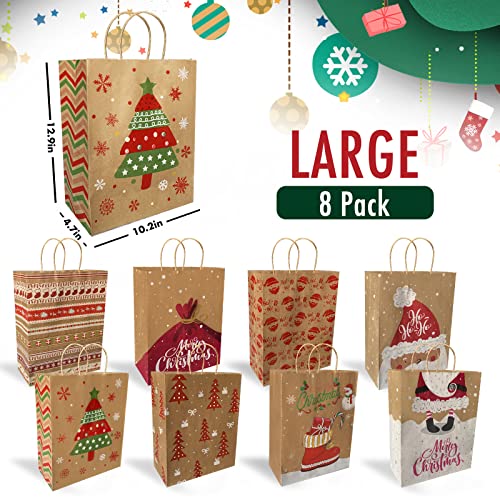 24 Pack Assorted Sizes Kraft Paper Bags with Handles and 50 Tags C48045