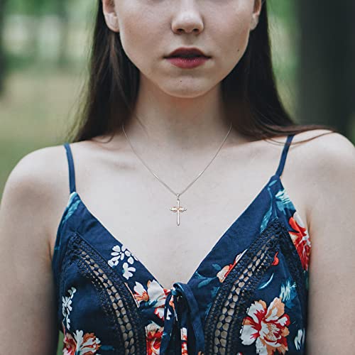 925 Sterling Silver Polished Cross Pendant Necklace Z15626