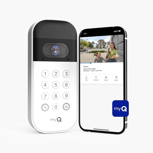 White Smart Garage Door Video Keypad with Wide-Angle Camera R61205