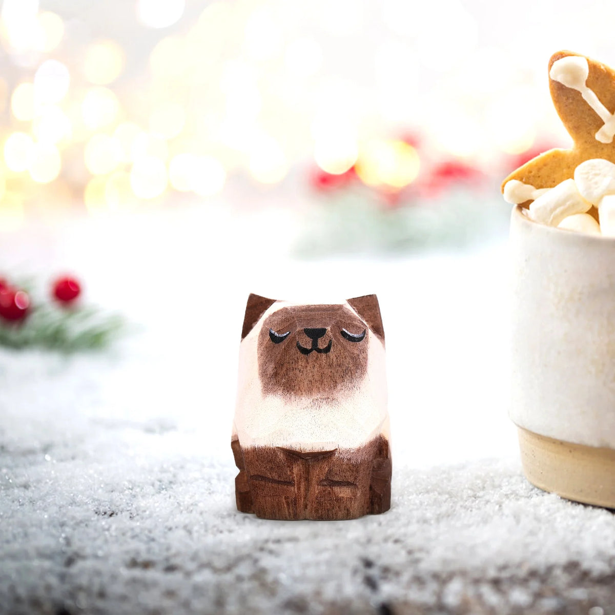 Desktop Wooden Cat Ornament B7452